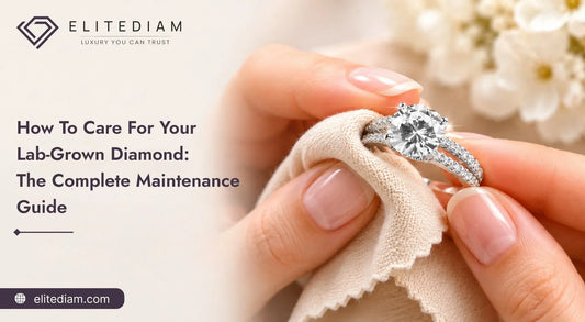 How to Care for Your Lab Grown Diamond wiping a sparkling lab grown diamond ring with a soft cloth