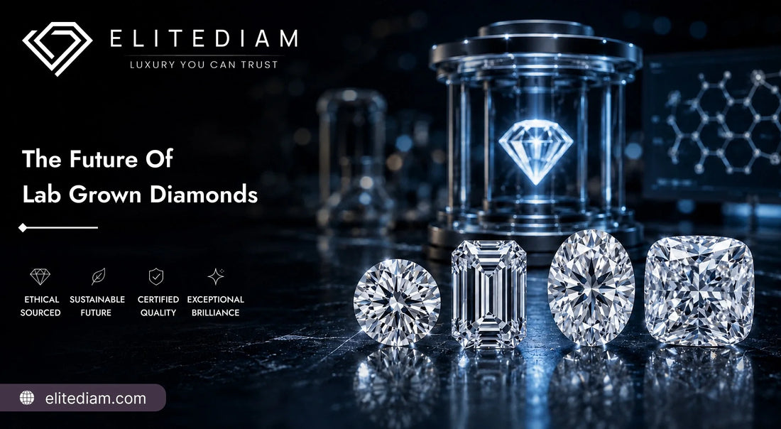 The Future of Lab Grown Diamond technology - sustainable, certified diamonds in round, oval, and cushion cuts.