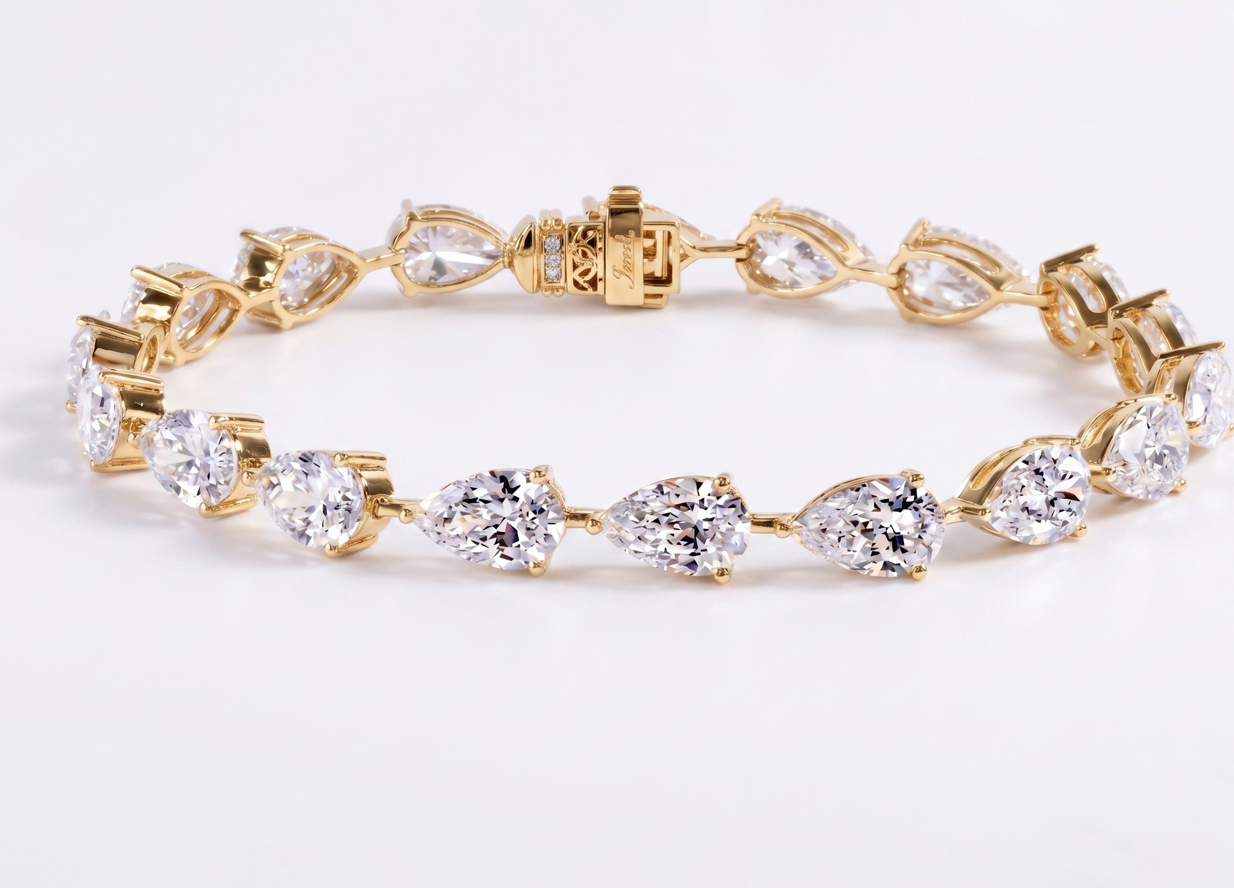 Pear Cut Lab-Grown Diamond Tennis Bracelet