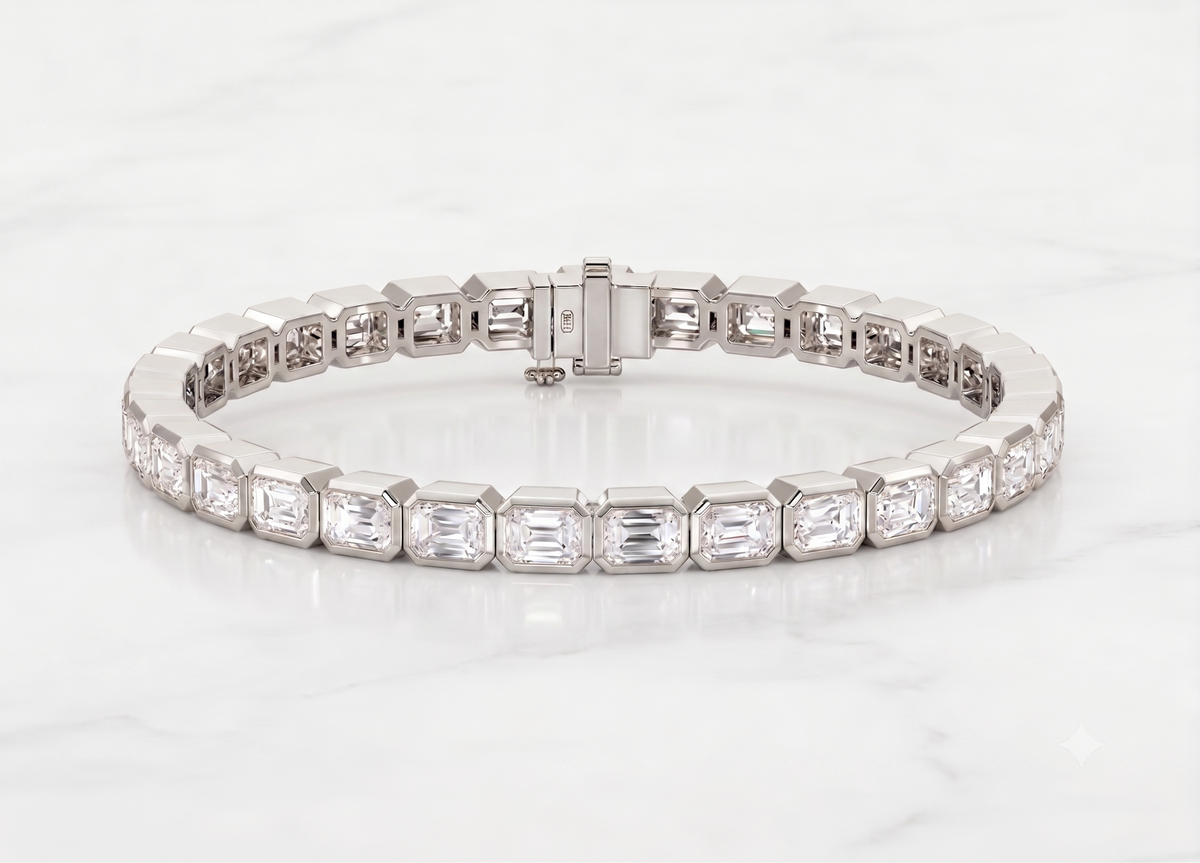 Emerald Cut Lab-Grown Diamond Tennis Bracelet